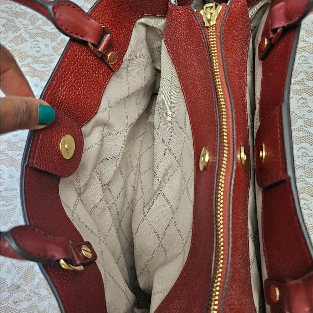 Michael Kors Arielle Red Leather Satchel EUC - Picture 9 of 9